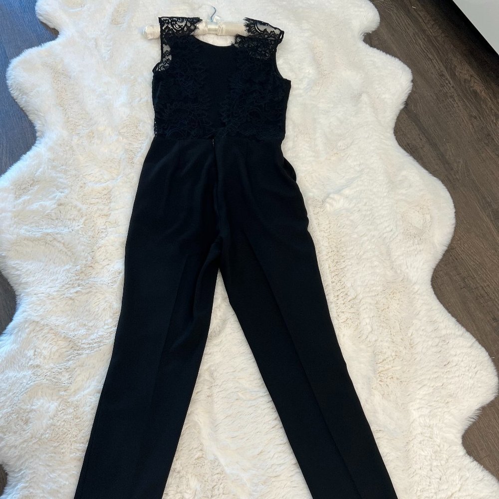 Black Jumpsuit with Lace- detailed Open back Ermano Scervino
